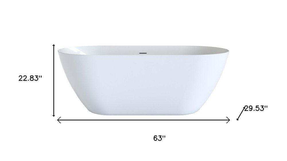 63" White Acrylic Oval Bath Tub