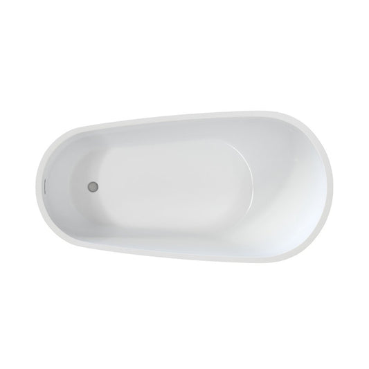 55" White Acrylic Oval Bath Tub