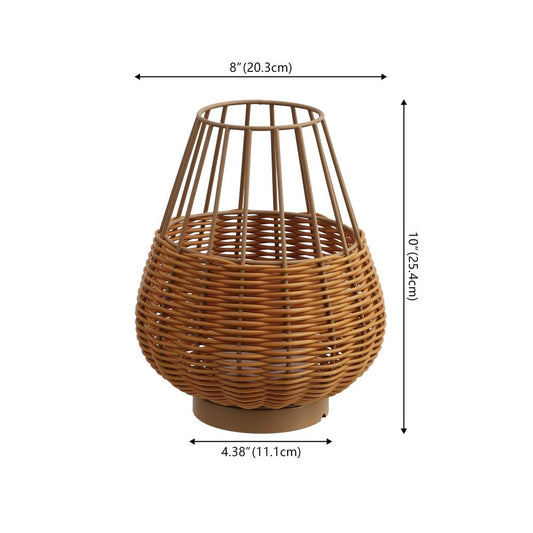 Set of Two 10" Brown Round USB Table Lamps LED With Globe Shades