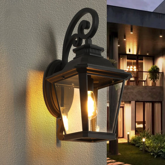 Black Transparent Outdoor Hanging Light With Clear Shades