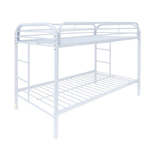 White Twin Over Twin Metal Bunk Bed