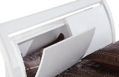 White Wood Lighted California King Bed Frame