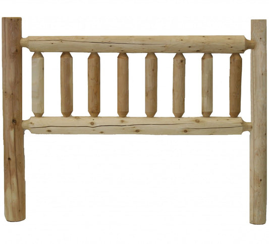 Natural Clear Finish Cedar Log Twin Headboard