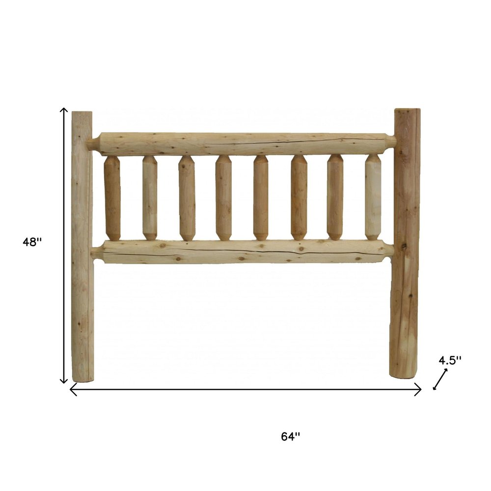 Natural Clear Finish Cedar Log Queen Headboard