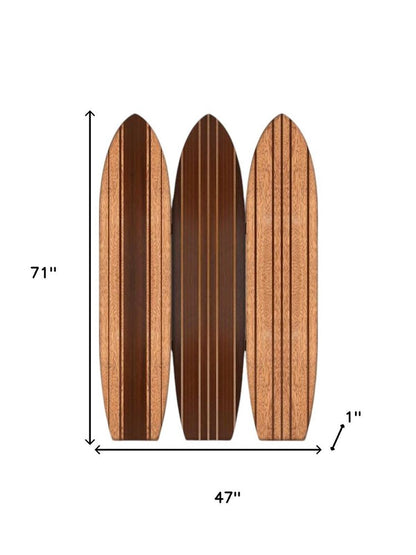 Warm Brown Long Board 3 Panel Room Divider Screen