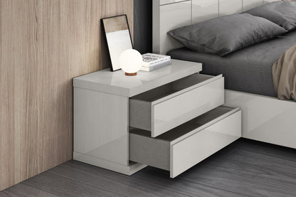 Modern Gray Woodgrain Finish 2 Drawer Nightstand