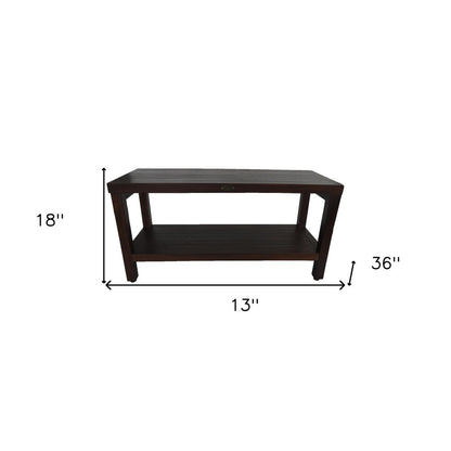 Rectangular Teak Shower Outdoor Bench With Shelf In Brown Finish