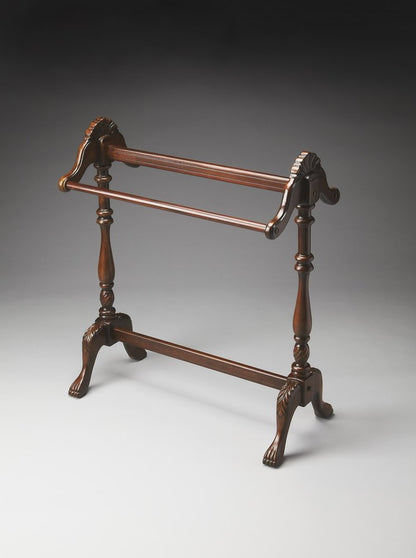 31" Dark Brown Hand Carved Wood Brown Blanket Stand