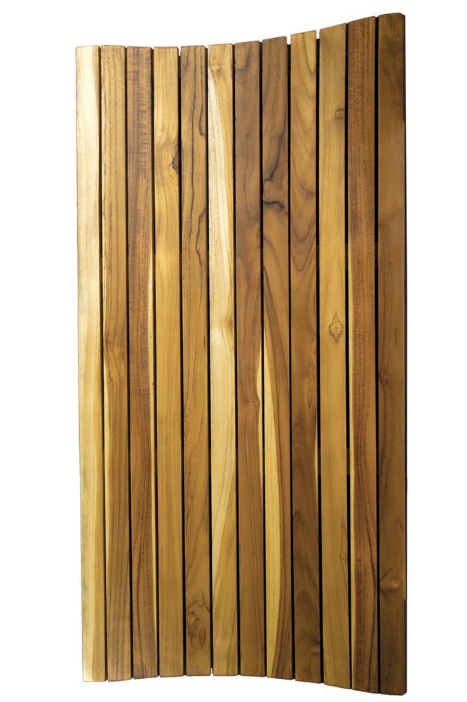 40" Brown Teak Slat Non Slip Bath Mat