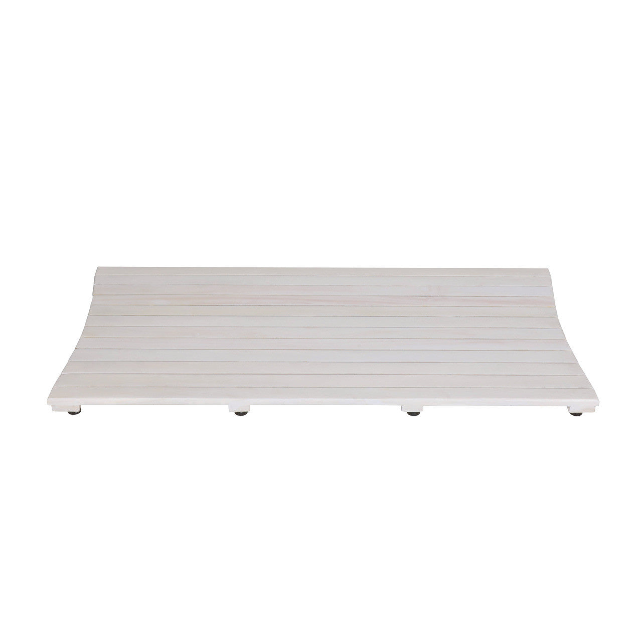 40" White Teak Slat Non Slip Bath Mat