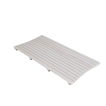 40" White Teak Slat Non Slip Bath Mat