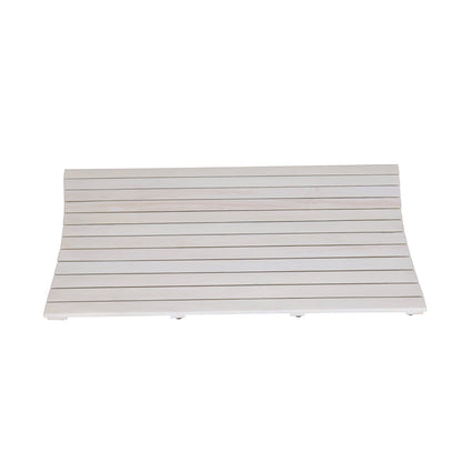 40" White Teak Slat Non Slip Bath Mat