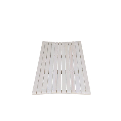 40" White Teak Slat Non Slip Bath Mat