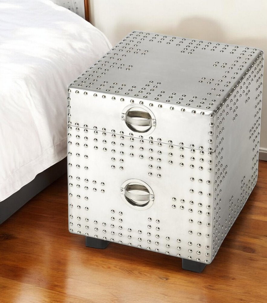 Modern Iconic Silver Aluminum Aviator File Cabinet