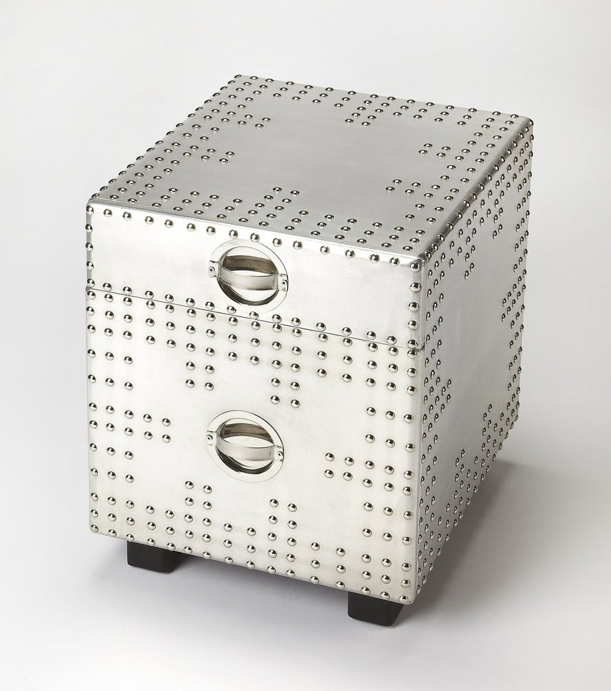 Modern Iconic Silver Aluminum Aviator File Cabinet