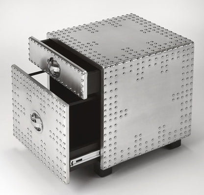 Modern Iconic Silver Aluminum Aviator File Cabinet