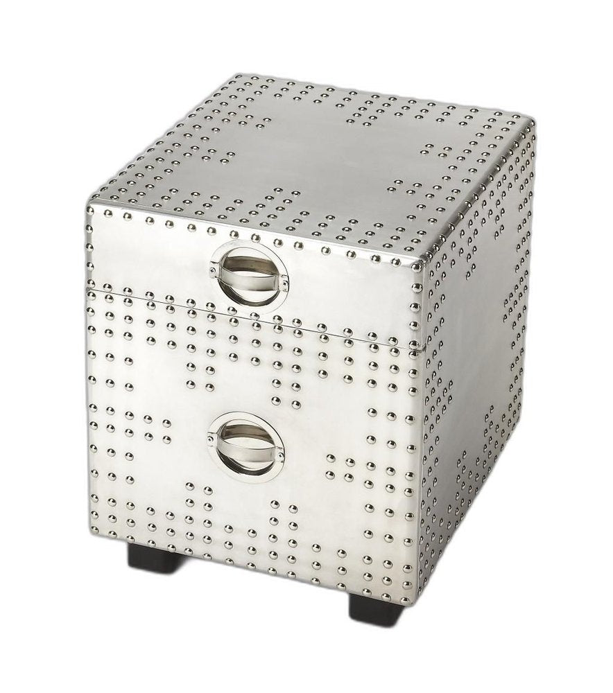 Modern Iconic Silver Aluminum Aviator File Cabinet