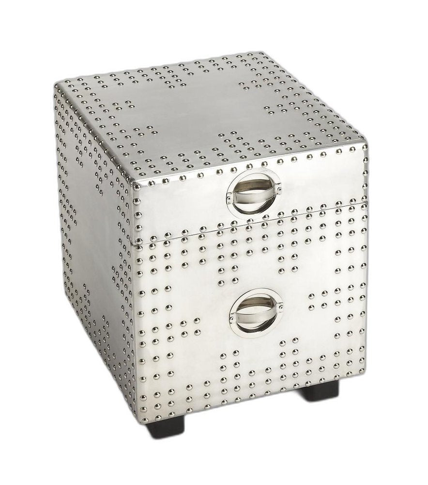 Modern Iconic Silver Aluminum Aviator File Cabinet