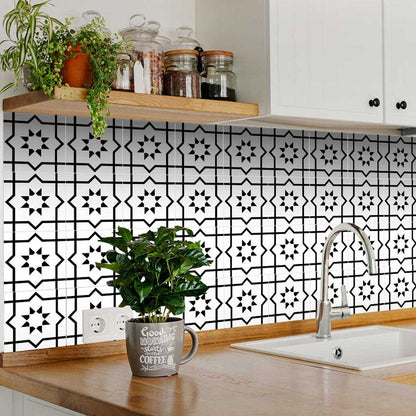 8" X 8" White And Black Sun Peel And Stick Removable Tiles