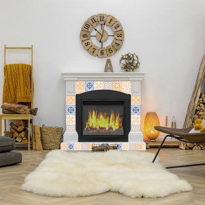 8" X 8" Yellow White And Blues Peel And Stick Removable Tiles