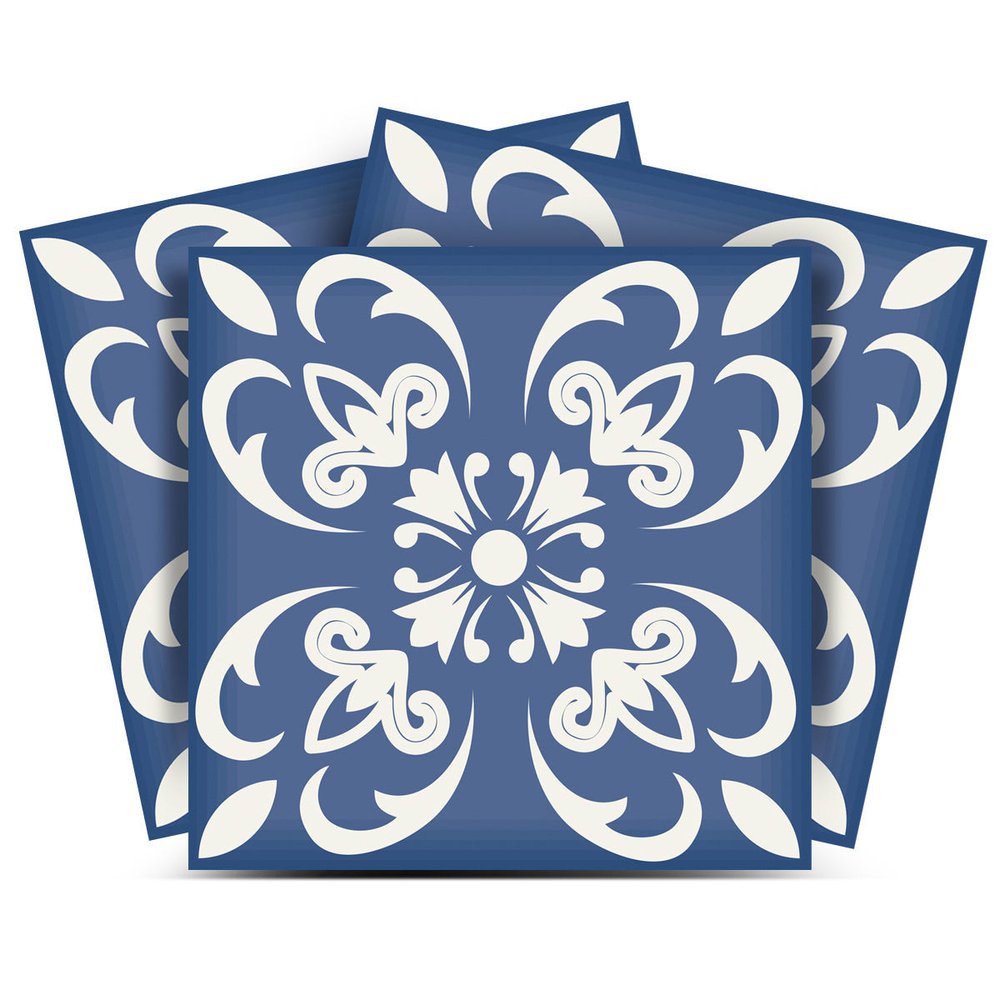 8" X 8" Wedgwood Blue And White  Peel And Stick Removable Tiles