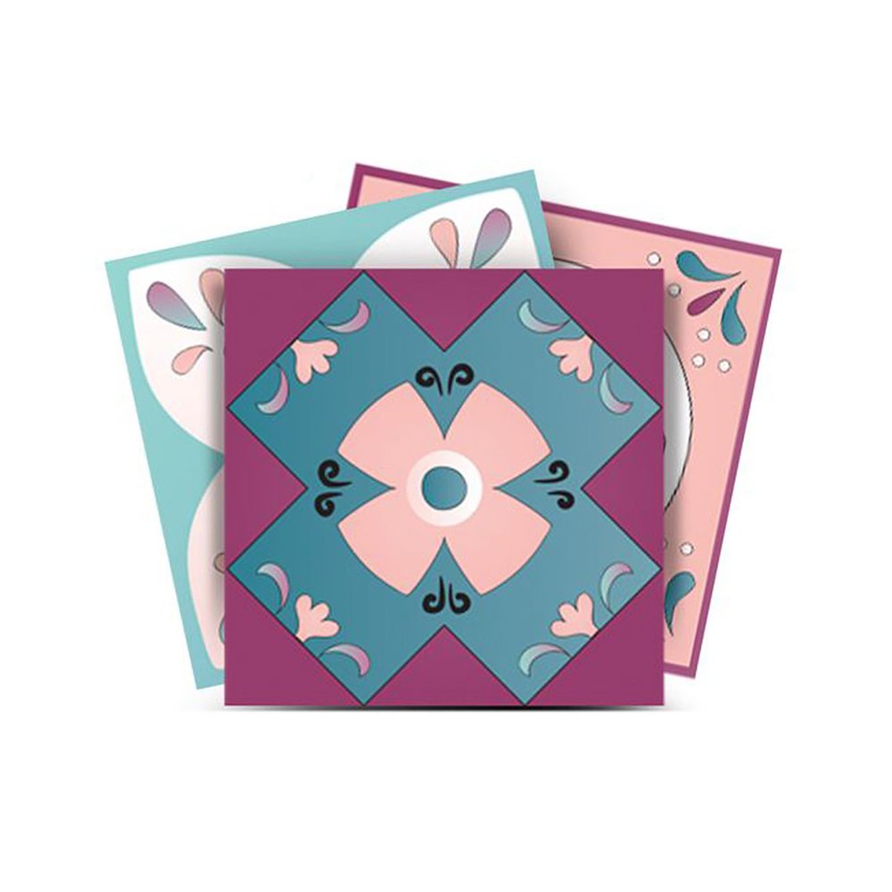 8" X 8" Vintage Turq Blush And Mauve Peel And Stick Removable Tiles