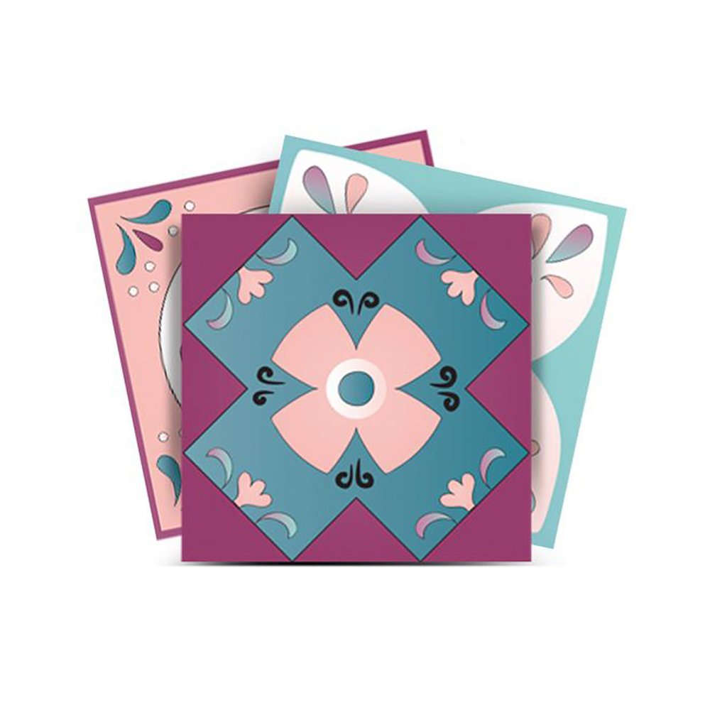 8" X 8" Vintage Turq Blush And Mauve Peel And Stick Removable Tiles