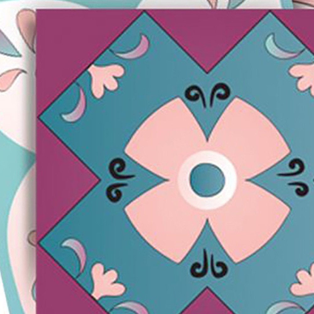 8" X 8" Vintage Turq Blush And Mauve Peel And Stick Removable Tiles