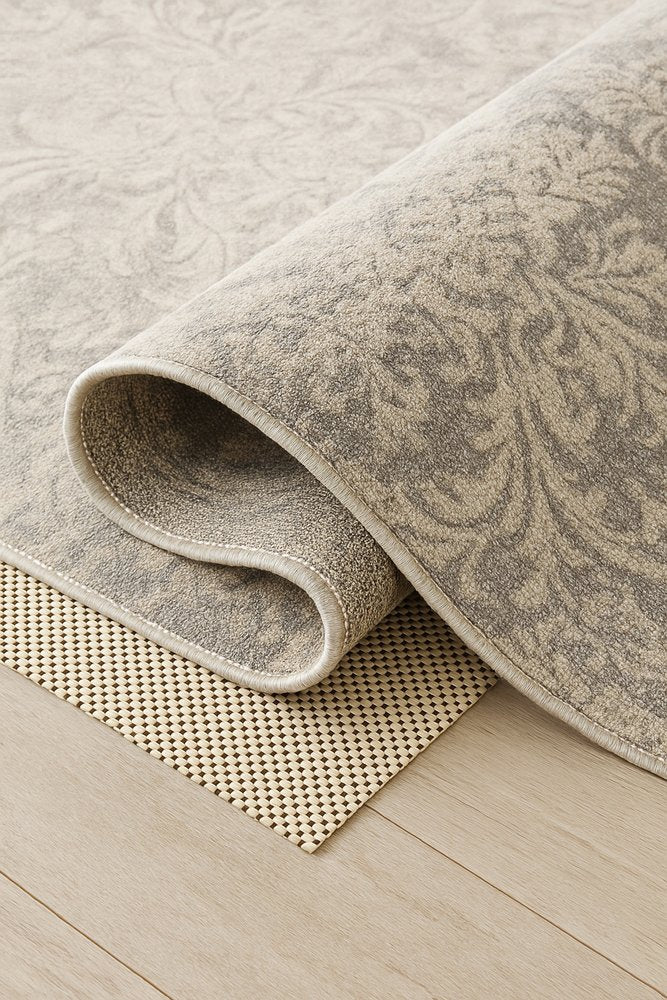 9' x 12' Ivory Striped Weave Non Slip Rug Pad