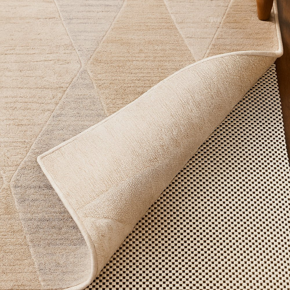 9' x 12' Ivory Striped Weave Non Slip Rug Pad