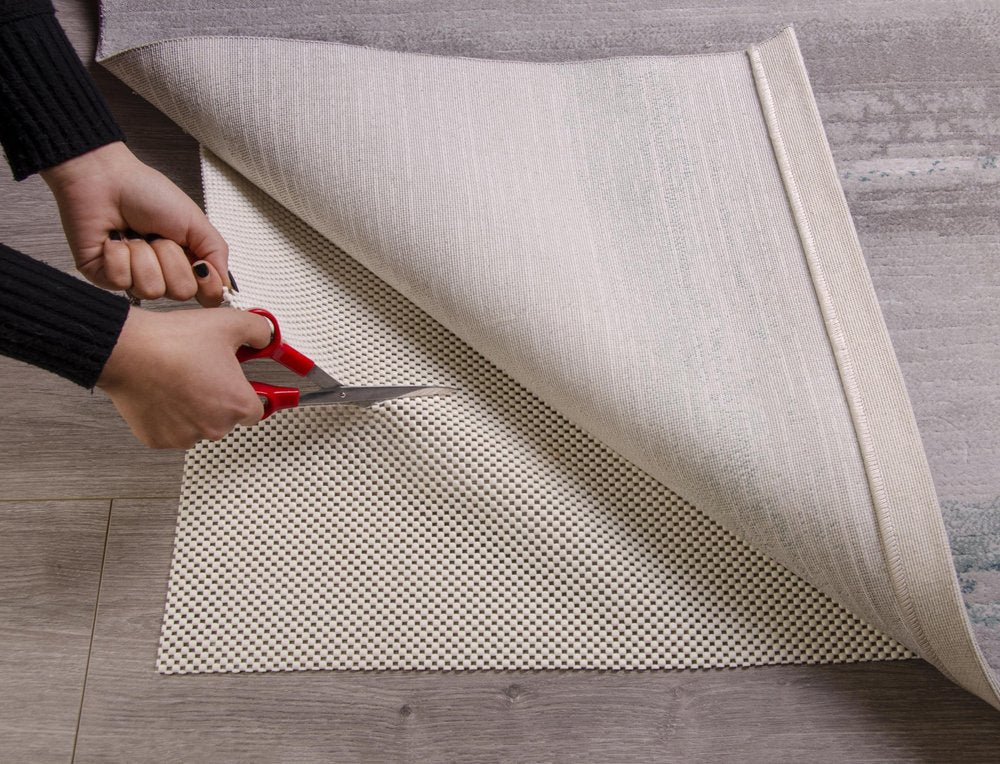 9' x 12' Ivory Striped Weave Non Slip Rug Pad