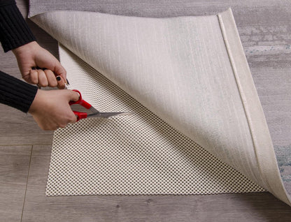 9' x 12' Ivory Striped Weave Non Slip Rug Pad