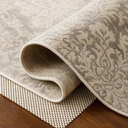 9' x 12' Ivory Striped Weave Non Slip Rug Pad