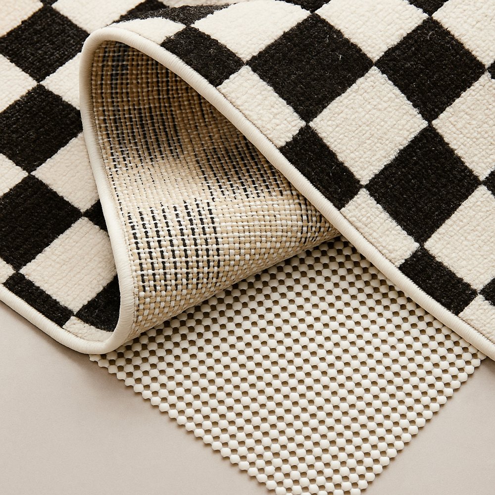 9' x 12' Ivory Striped Weave Non Slip Rug Pad