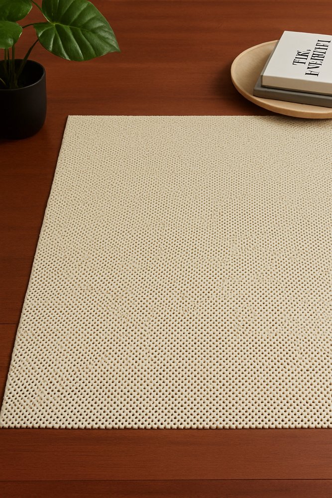 9' x 12' Ivory Striped Weave Non Slip Rug Pad