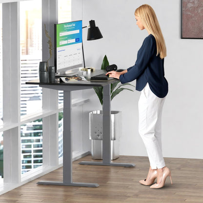 Premier 45" Gray Dual Motor Electric Office Adjustable Stainless Steel Standing Desk