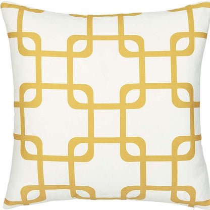 Yellow and White Grid Geometric Throw Pillow
