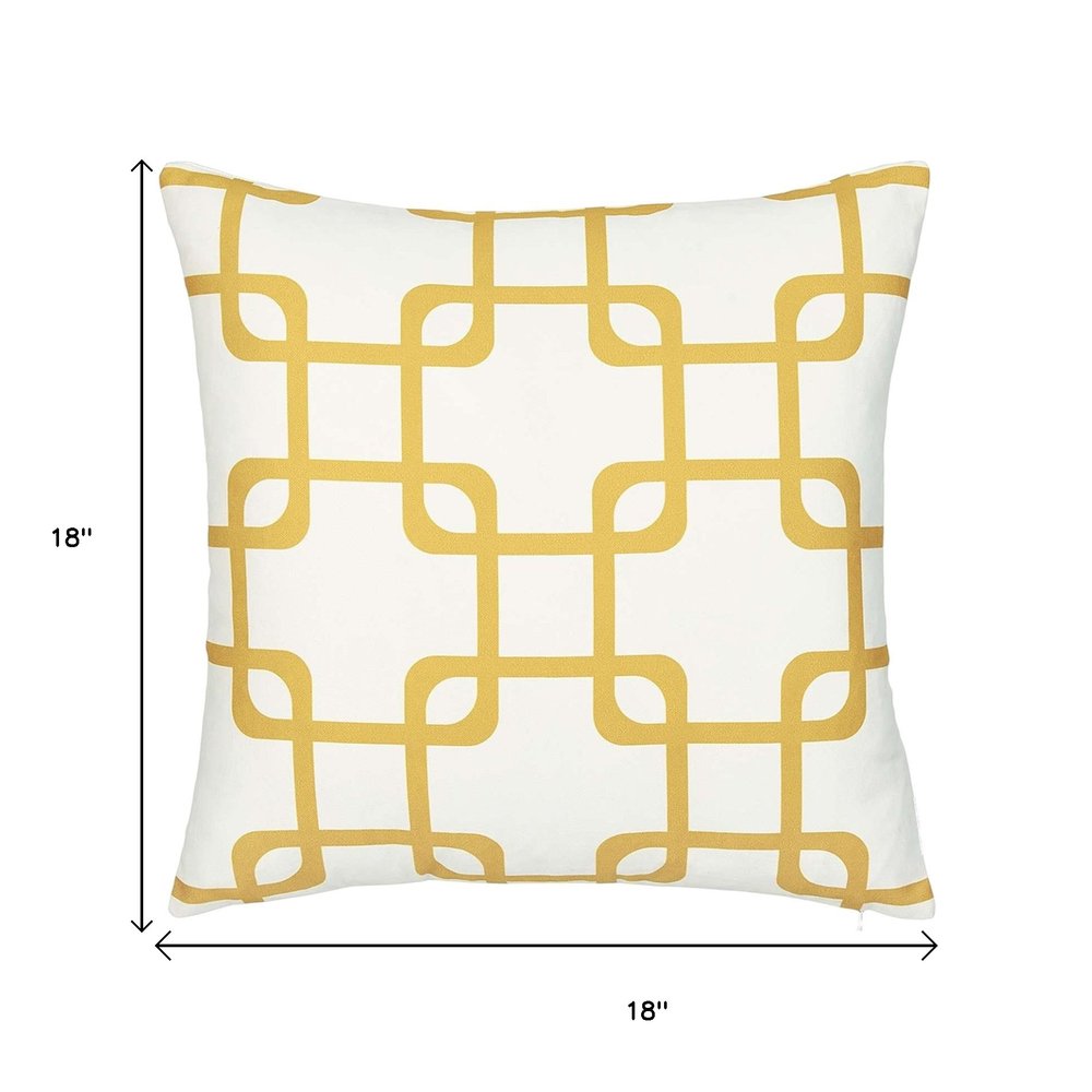 Yellow and White Grid Geometric Throw Pillow