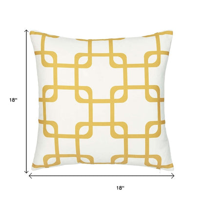 Yellow and White Grid Geometric Throw Pillow