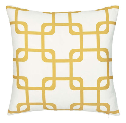 Yellow and White Grid Geometric Throw Pillow