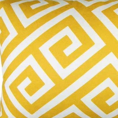 Yellow Greek Key Pattern Lumbar Throw Pillow