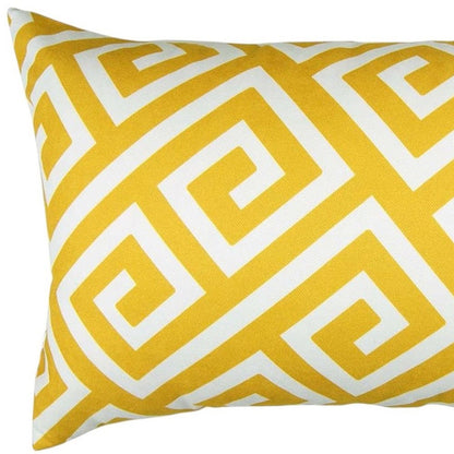 Yellow Greek Key Pattern Lumbar Throw Pillow