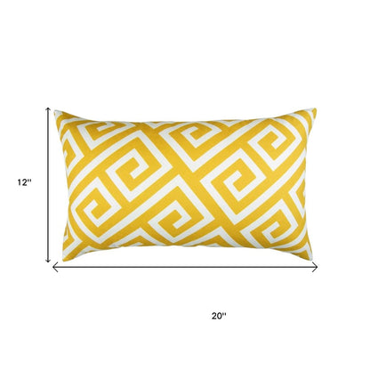 Yellow Greek Key Pattern Lumbar Throw Pillow