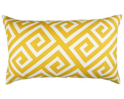 Yellow Greek Key Pattern Lumbar Throw Pillow