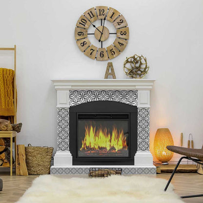 8" X 8" White and Black Cross Peel and Stick Removable Tiles