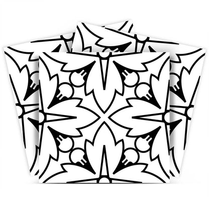 8" X 8" White and Black Cross Peel and Stick Removable Tiles