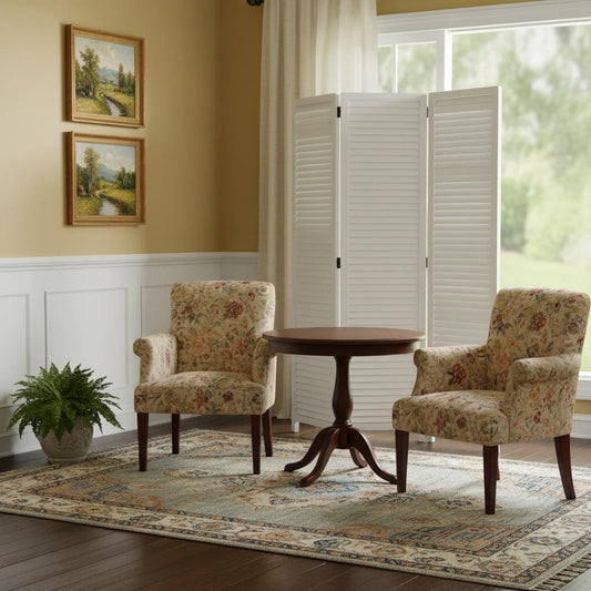 White Louvered Three Panel Room Divider Screen