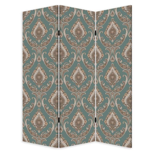 Vintage Green Baroque Three Panel Room Divider Screen