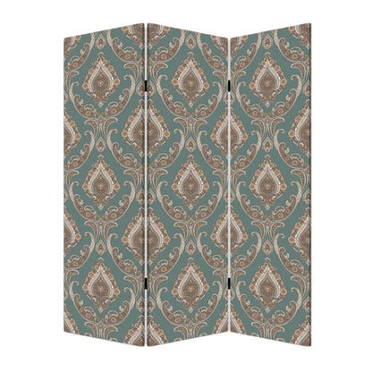 Vintage Green Baroque Three Panel Room Divider Screen