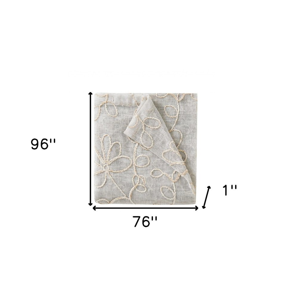 Set of Two 96"  Tan Floral Embroidered Window Panels